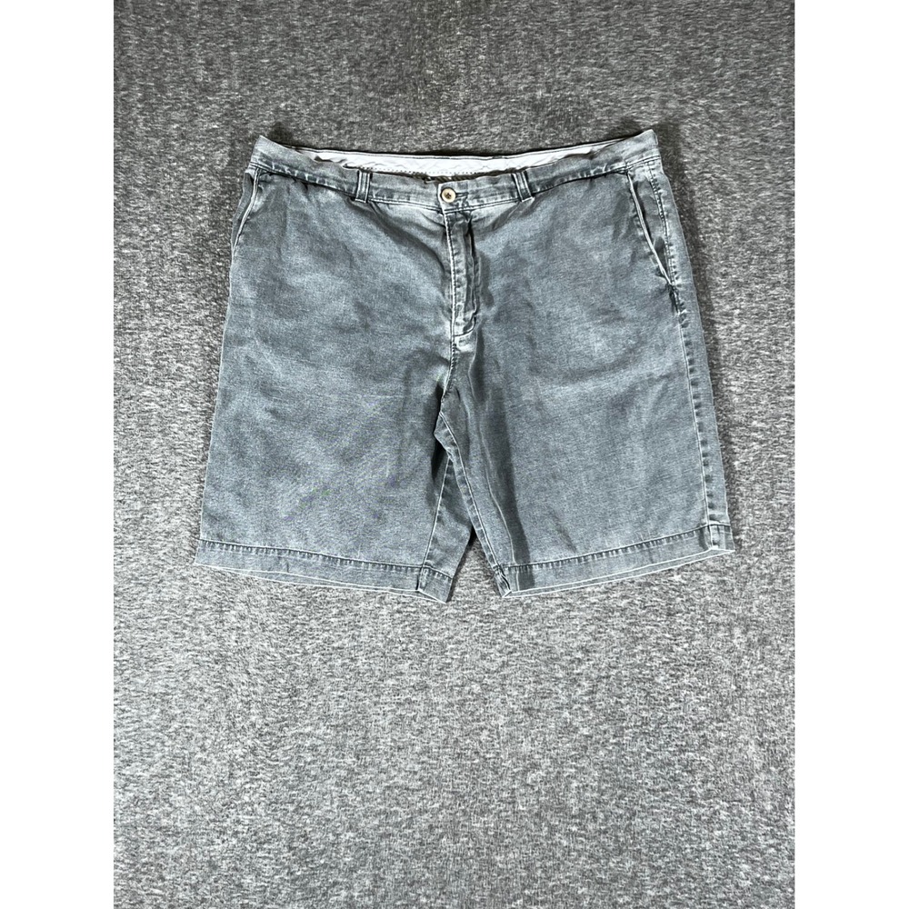 Tommy Bahama Men 42 Grey Herringbone Silk Cotton Flat Front Shorts Luxury Casual